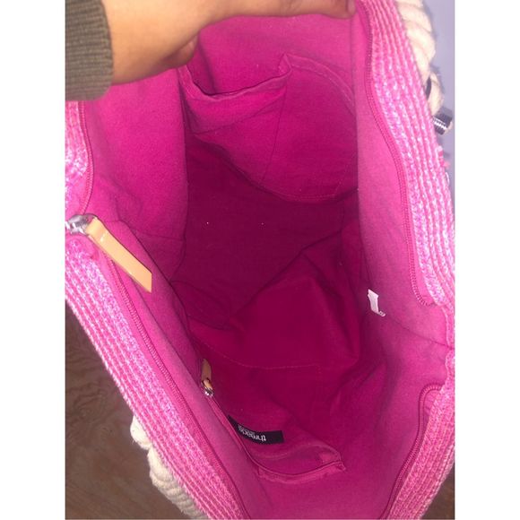 Threads - Saks Fifth Avenue, HUGE Pink Woven Rope Beach Bag - Picture 6 of 10